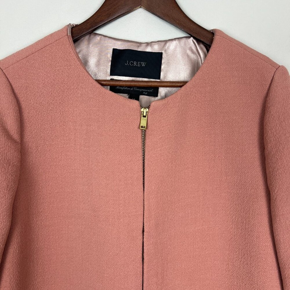 J.‎ Crew Double Cloth Collarless Coat Jacket Womens 14 Mauve Wool Preppy Italy - Picture 4 of 16